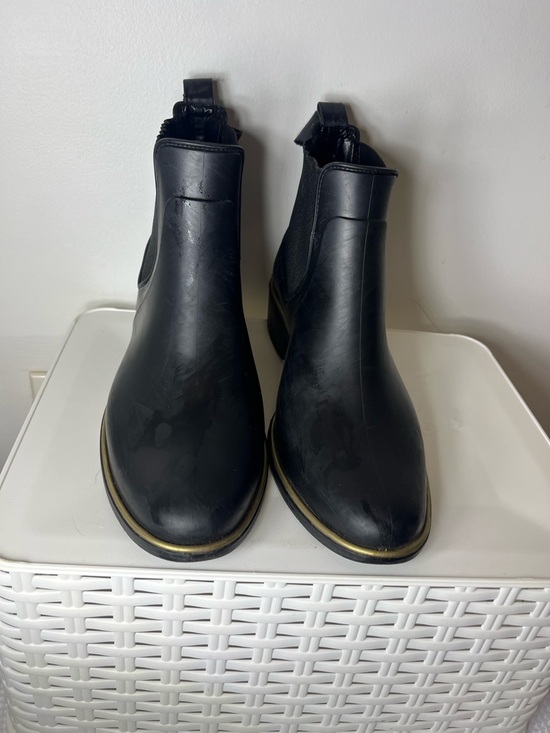 kate spade Black Chelsea Rain Booties with Gold Trim - Picture 6 of 13